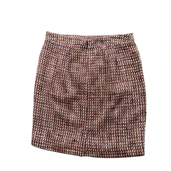 LOFT Academia Tweed Pencil Mini Skirt Multicolor Lined 6P Ivy League Office Chic - Picture 2 of 7